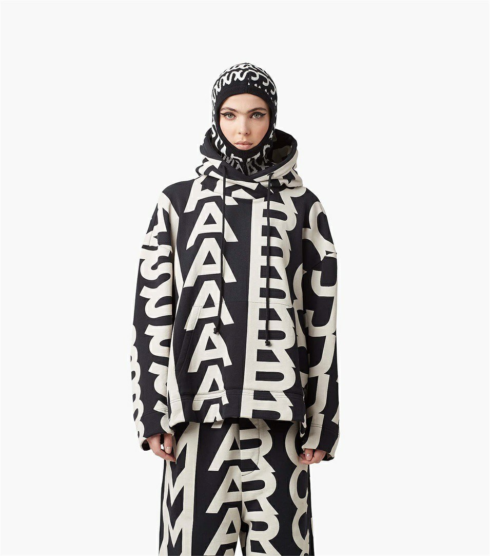 Black / White Women's Marc Jacobs The Monogram Oversized Hoodie | BCZ-415607