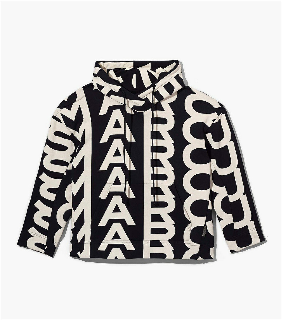 Black / White Women\'s Marc Jacobs The Monogram Oversized Hoodie | BCZ-415607