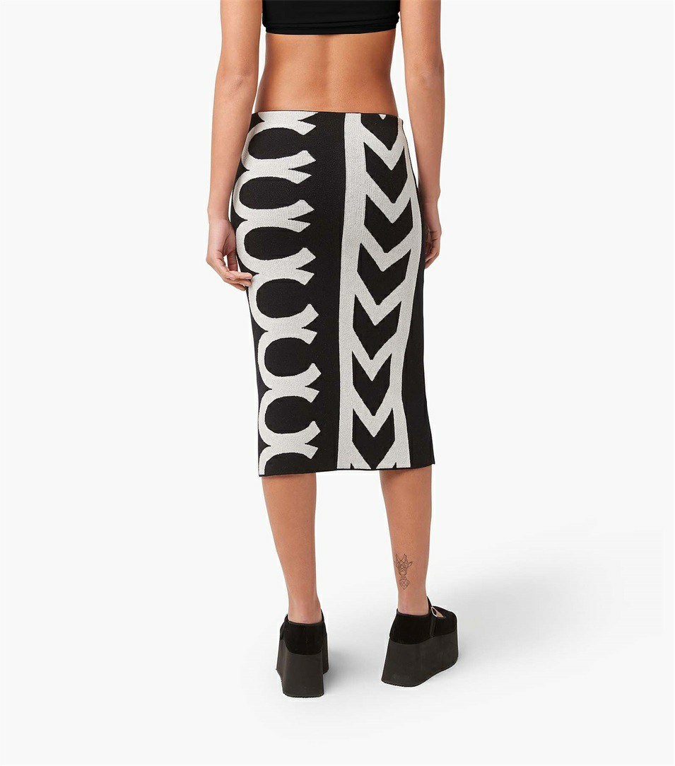 Black / White Women's Marc Jacobs The Monogram Knit Tube Skirts | ENK-053624