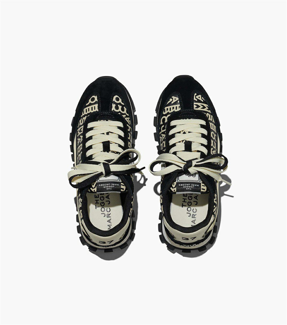 Black / White Women's Marc Jacobs The Monogram Leather Sneakers | GRW-708963