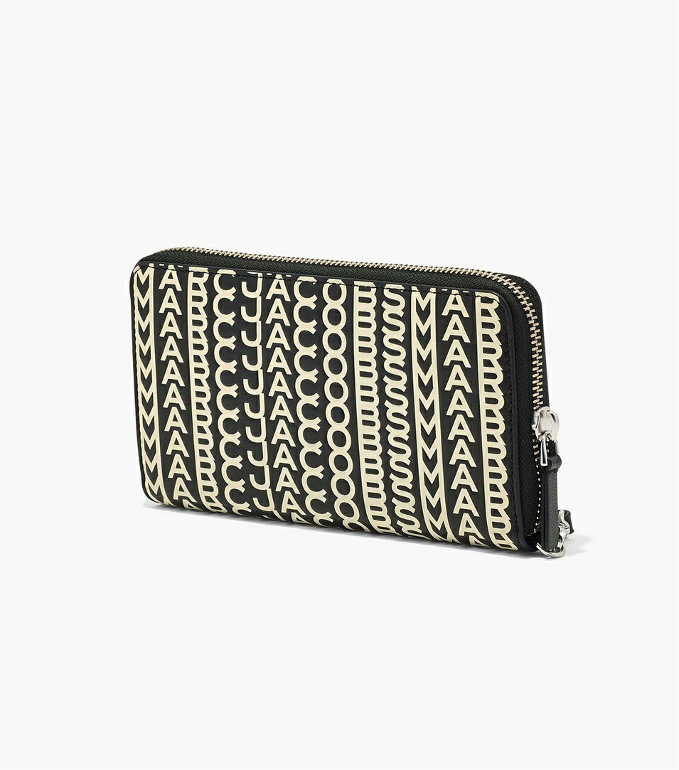 Black / White Women's Marc Jacobs The Monogram Leather Continental Wristlet Wallets | IVC-083596