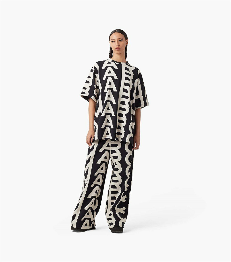 Black / White Women's Marc Jacobs The Monogram Oversized Pants | ONF-812037