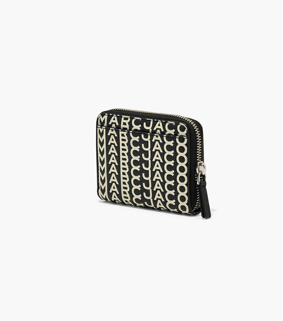 Black / White Women's Marc Jacobs The Monogram Leather Zip Around Wallets | YBR-893751