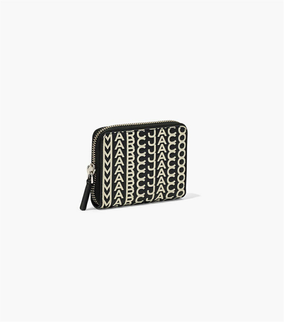 Black / White Women's Marc Jacobs The Monogram Leather Zip Around Wallets | YBR-893751