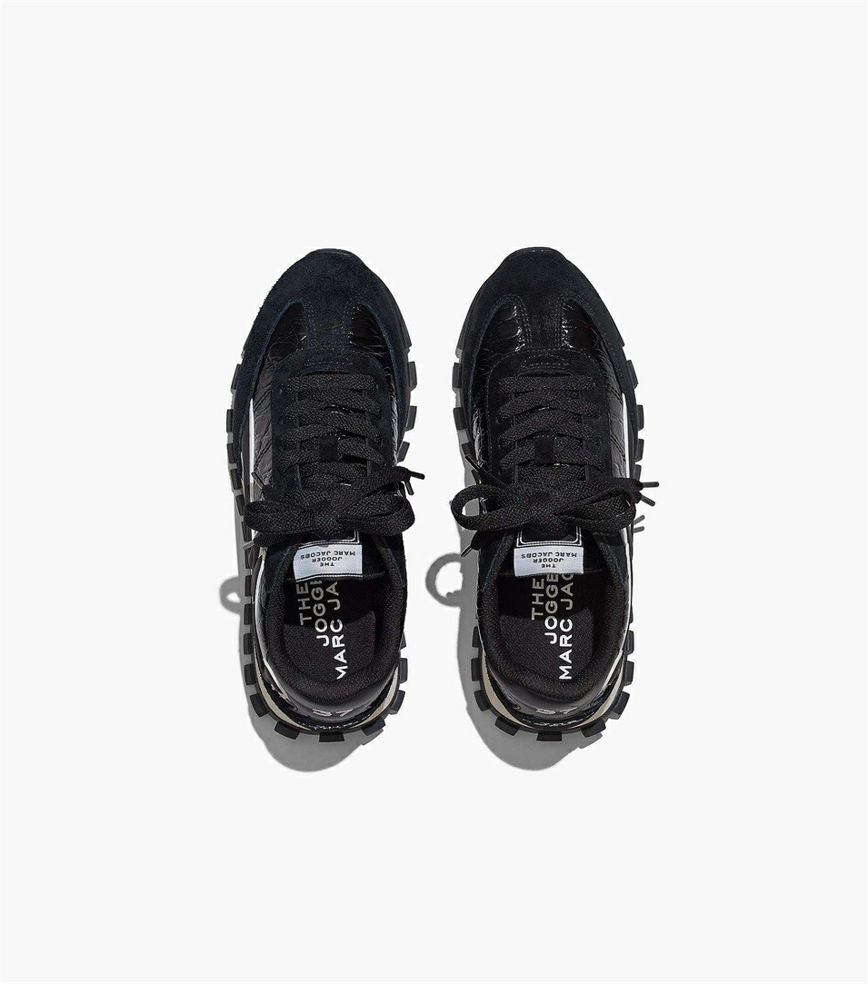 Black Women's Marc Jacobs The Croc-Embossed Sneakers | HKM-869275