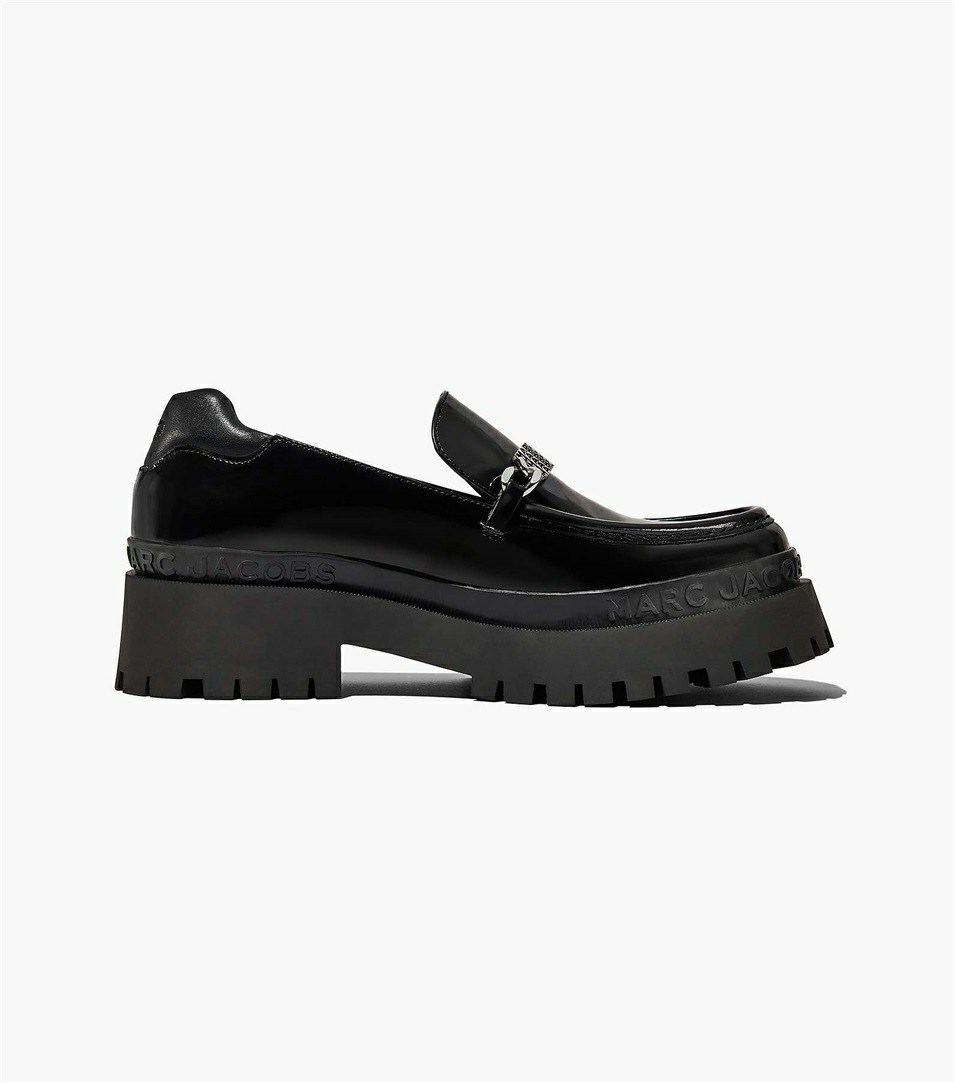 Black Women's Marc Jacobs The Leather Barcode Monogram Loafers | PYC-290135