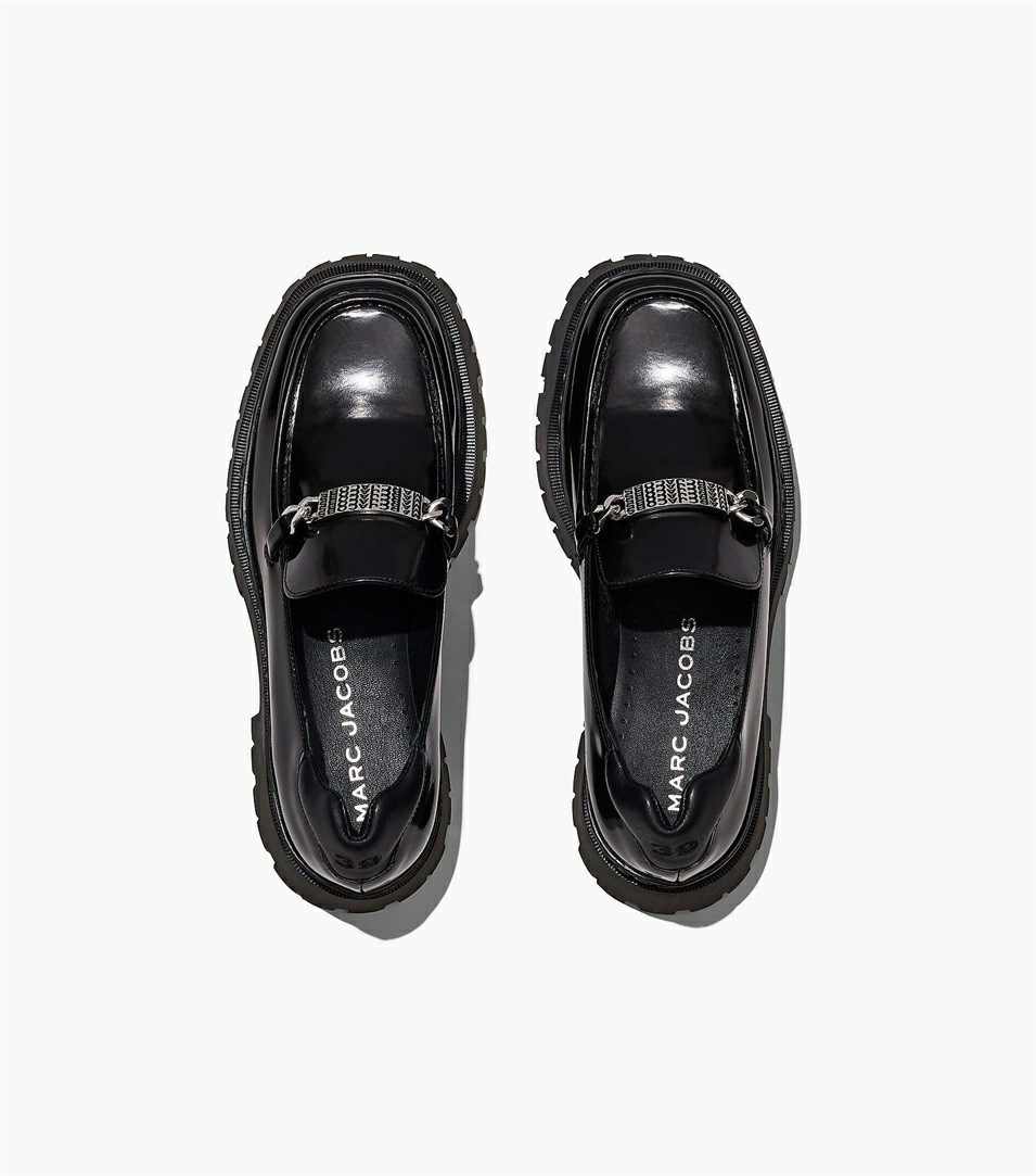 Black Women's Marc Jacobs The Leather Barcode Monogram Loafers | PYC-290135