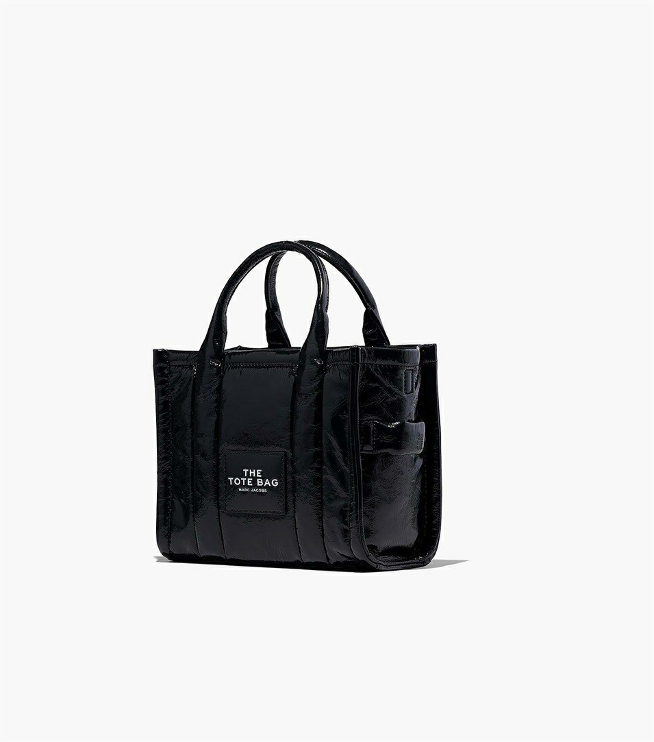 Black Women's Marc Jacobs The Shiny Crinkle Mini Tote Bags | GHI-597148