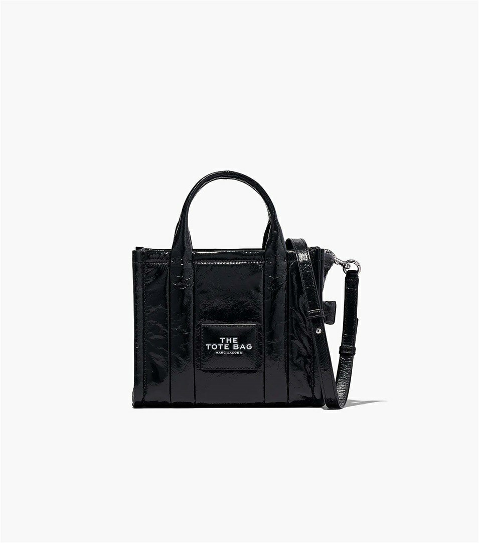 Black Women\'s Marc Jacobs The Shiny Crinkle Mini Tote Bags | GHI-597148