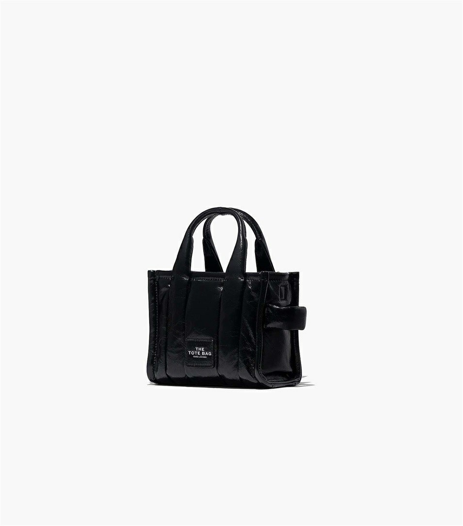 Black Women's Marc Jacobs The Shiny Crinkle Micro Tote Bags | OQJ-271549