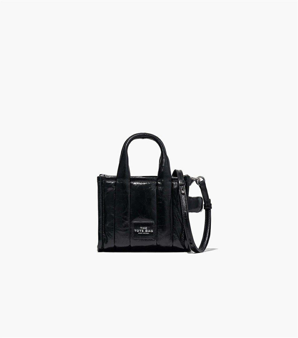 Black Women\'s Marc Jacobs The Shiny Crinkle Micro Tote Bags | OQJ-271549