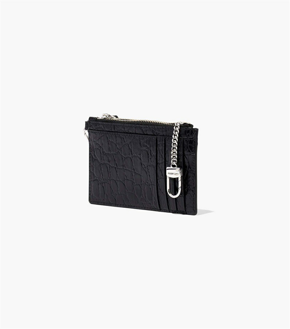 Black Women's Marc Jacobs The Slim 84 Croc-Embossed Top Zip Wristlet Wallets | NGD-130594