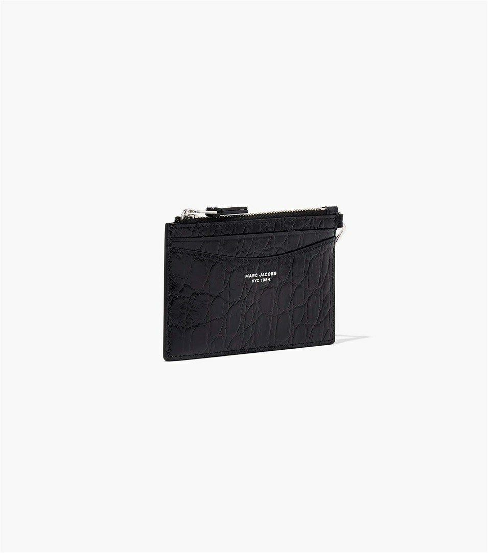 Black Women's Marc Jacobs The Slim 84 Croc-Embossed Top Zip Wristlet Wallets | NGD-130594