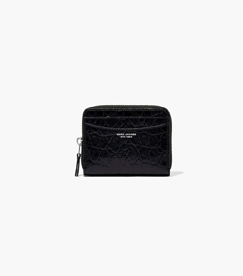 Black Women\'s Marc Jacobs The Slim 84 Croc-Embossed Zip Around Wallets | XPJ-563279