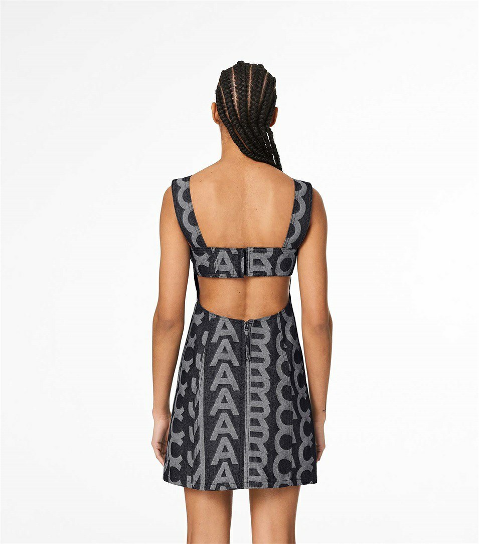 Blue Women's Marc Jacobs The Monogram Denim Cutout Dress | HLY-502976