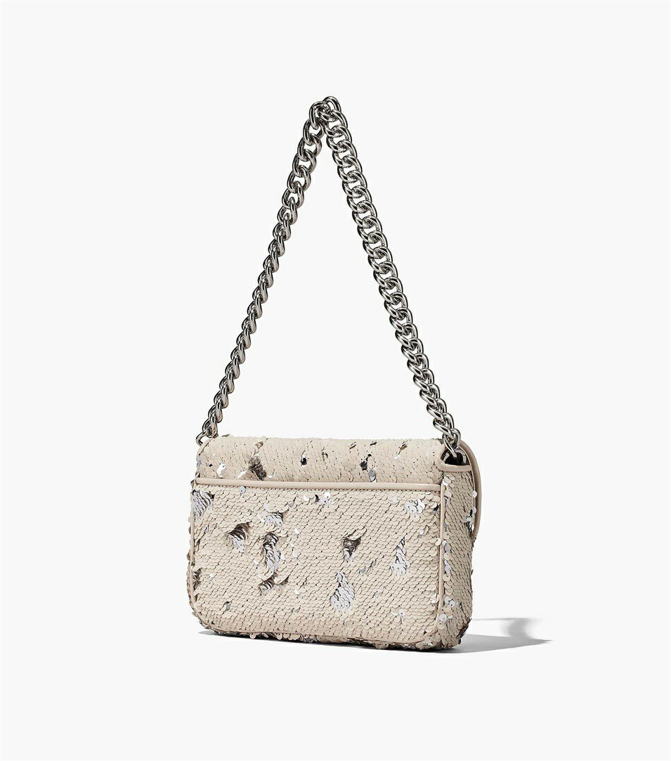 Cream / Silver Women's Marc Jacobs The Sequin J Marc Shoulder Bags | UXL-215460