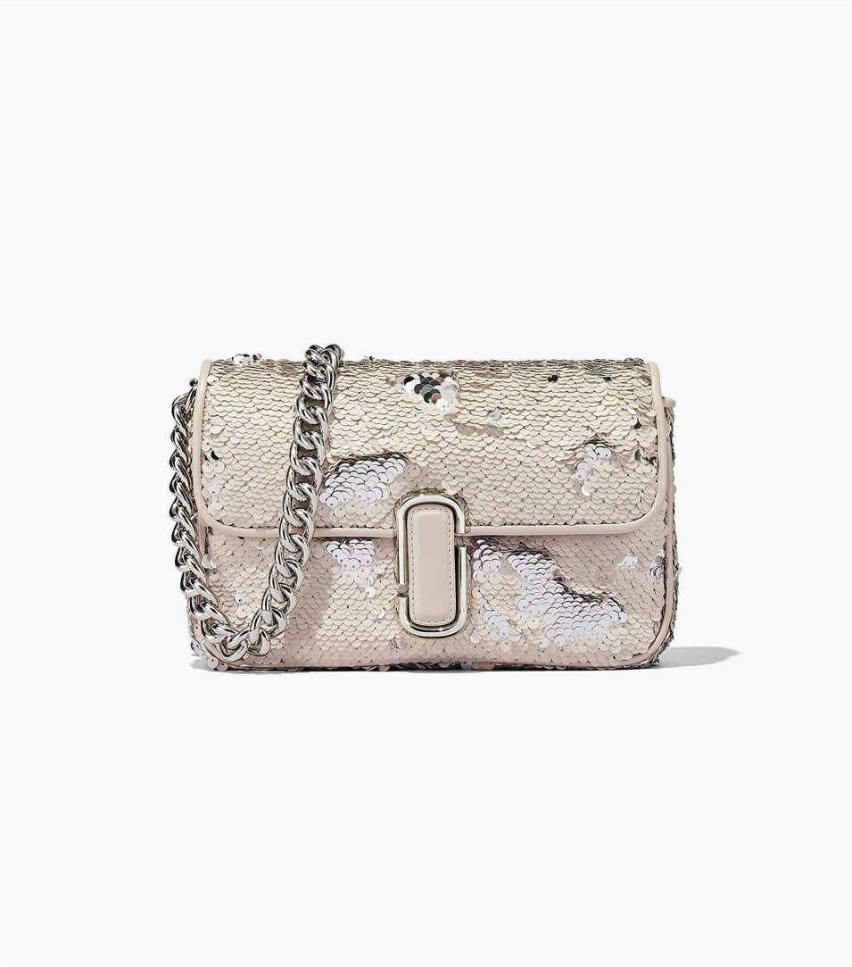 Cream / Silver Women\'s Marc Jacobs The Sequin J Marc Shoulder Bags | UXL-215460