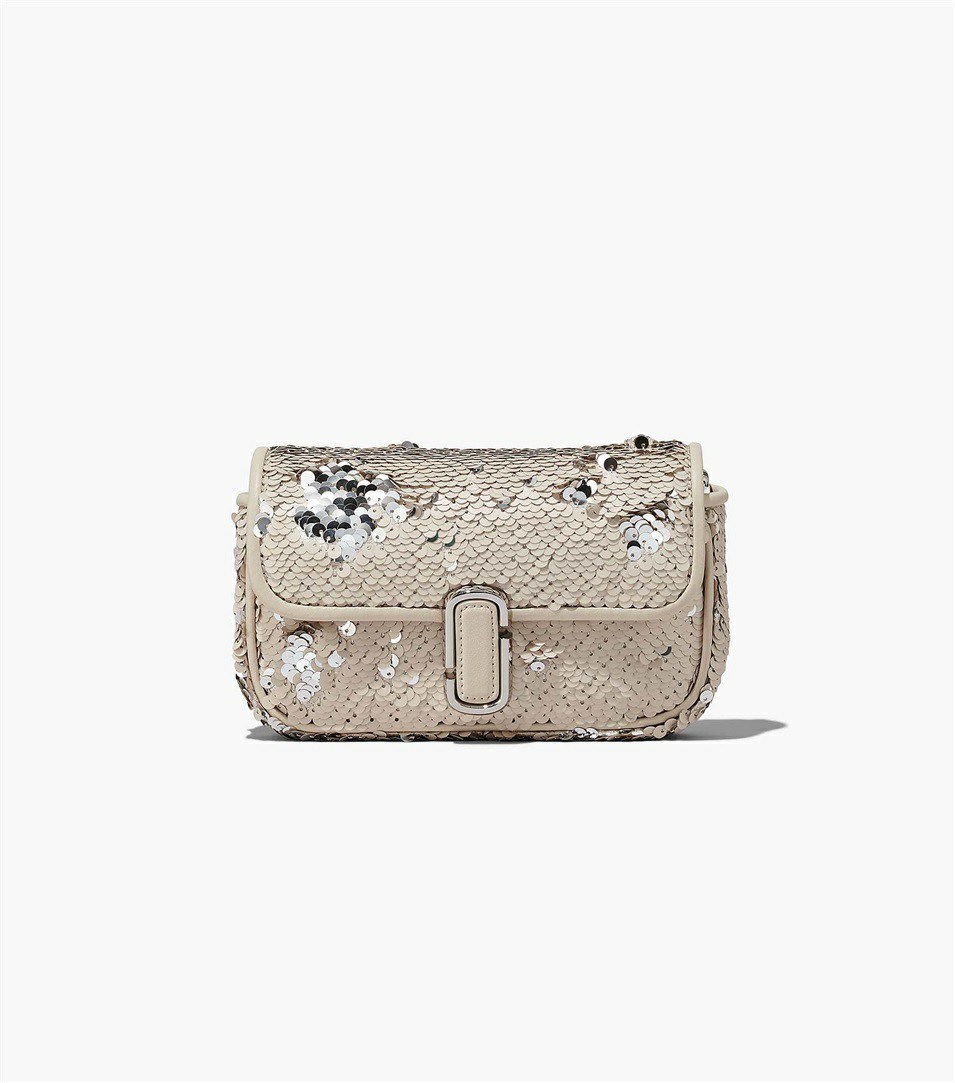 Cream / Silver Women's Marc Jacobs The Sequin J Marc Mini Shoulder Bags | WEU-235760