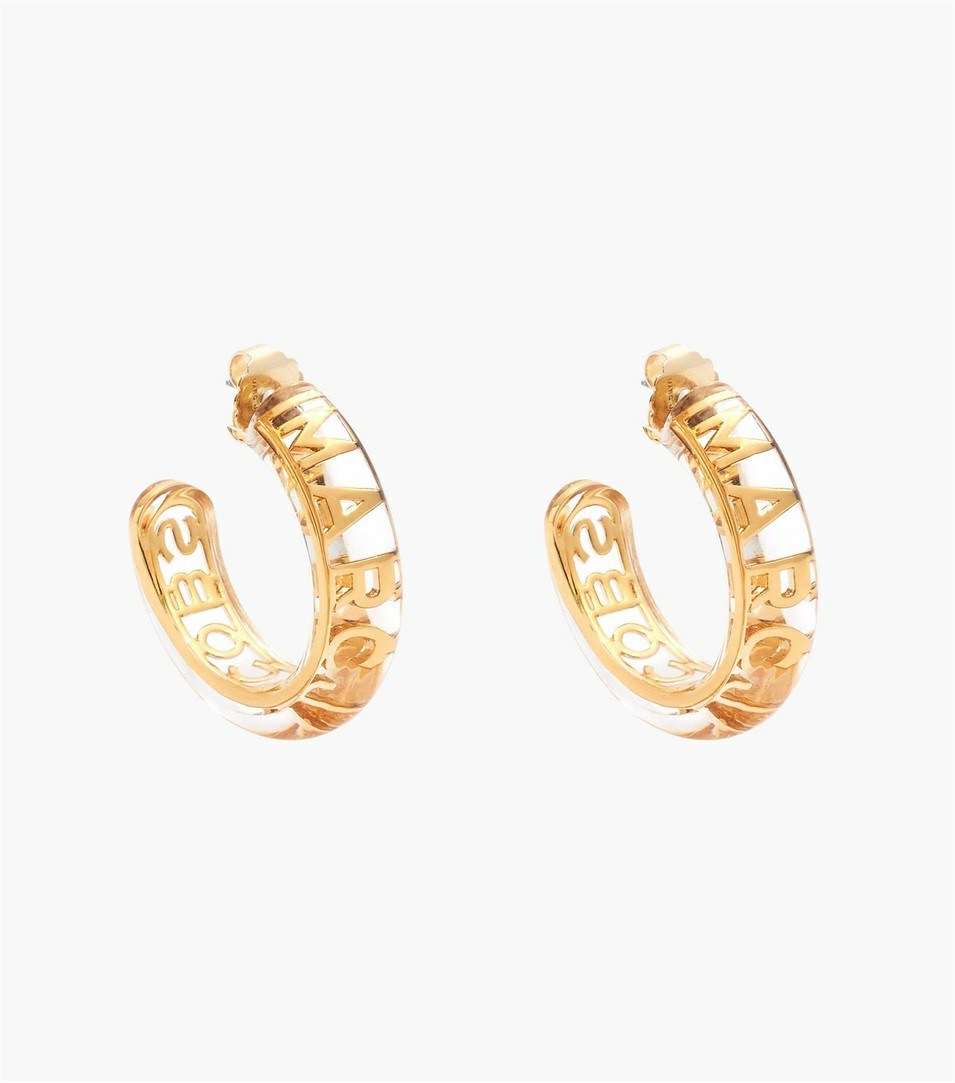 Gold Women\'s Marc Jacobs The Monogram Hoops Jewelry | VJD-140537