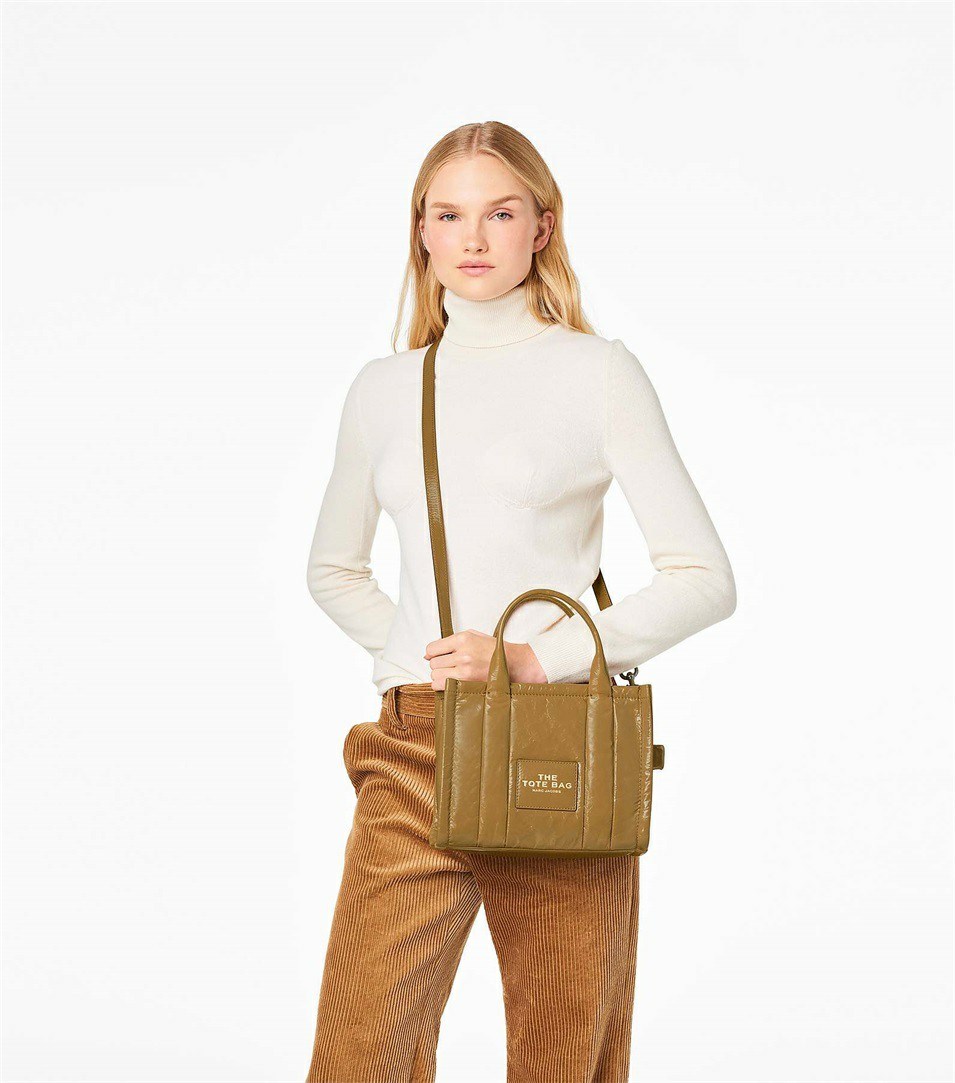 Light Brown Women's Marc Jacobs The Shiny Crinkle Mini Tote Bags | WBQ-879305