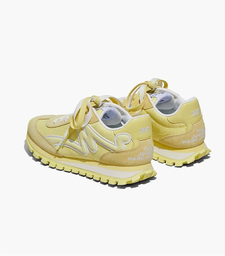 Yellow Women's Marc Jacobs The Croc-Embossed Sneakers | LIG-641895