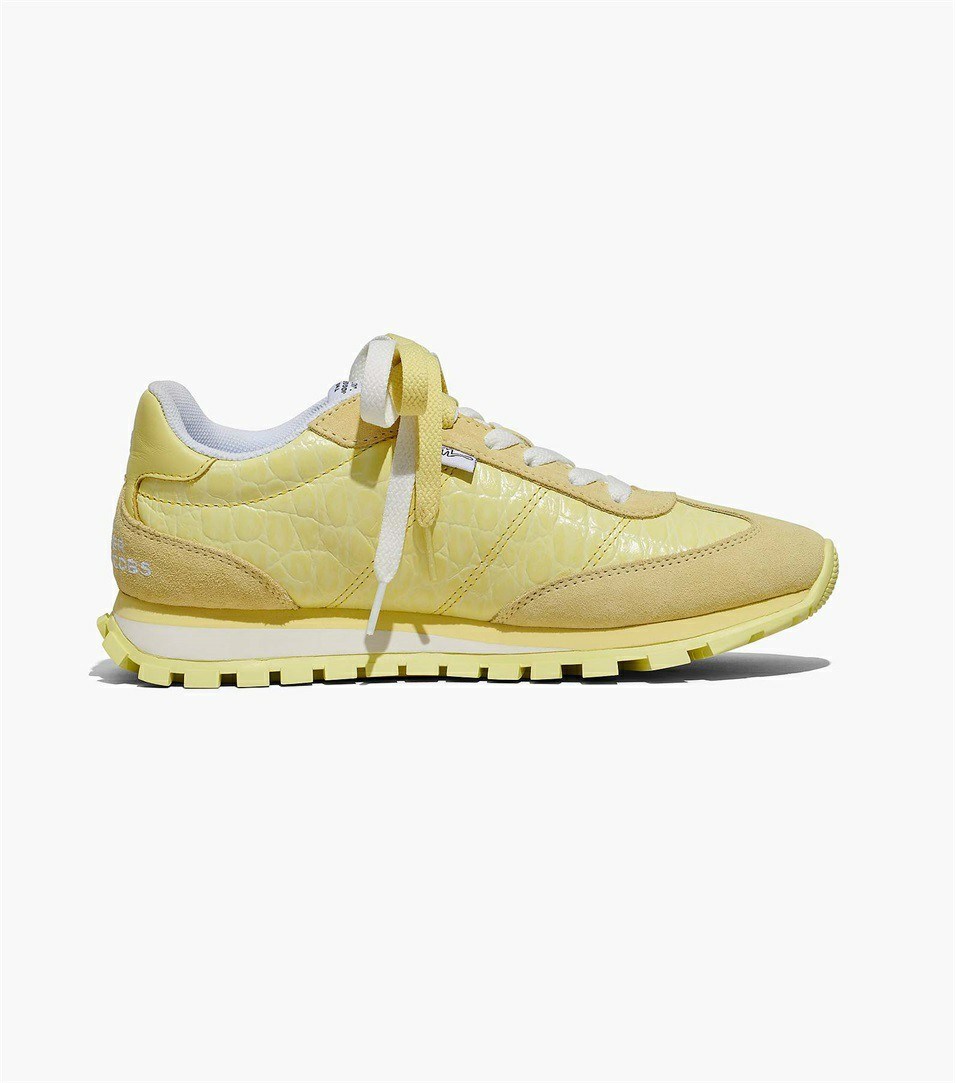 Yellow Women's Marc Jacobs The Croc-Embossed Sneakers | LIG-641895