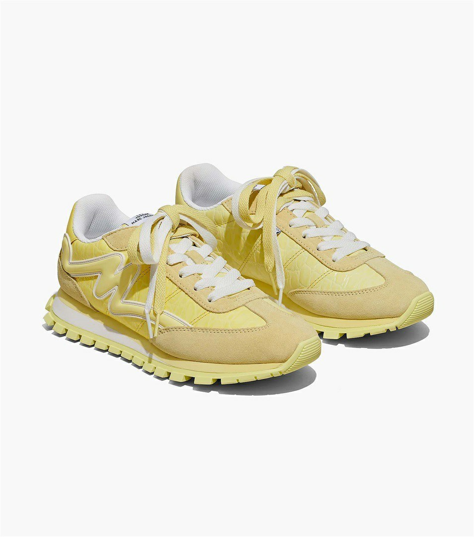 Yellow Women\'s Marc Jacobs The Croc-Embossed Sneakers | LIG-641895