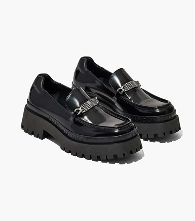 Black Women's Marc Jacobs The Leather Barcode Monogram Loafers | PYC-290135