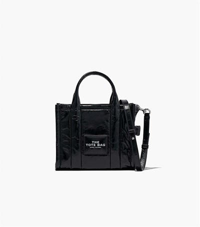 Black Women's Marc Jacobs The Shiny Crinkle Mini Tote Bags | GHI-597148