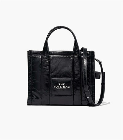 Black Women's Marc Jacobs The Shiny Crinkle Medium Tote Bags | LVK-721068