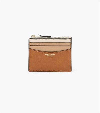 Brown Multicolor Women's Marc Jacobs The Slim 84 Colorblock Zip Card Case Wallets | AFJ-954317