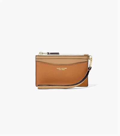 Brown Multicolor Women's Marc Jacobs The Slim 84 Colorblock Top Zip Wristlet Wallets | QGE-670458